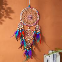 Fashion Dream Catcher, Feather, with Polyester & Wood & Iron, for home and office & fashion jewelry, multi-colored, 20x75-80cm 