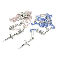 Rosary Necklace, Crystal, with Zinc Alloy, Cross, silver color plated, fashion jewelry & Unisex 6mm  Approx 49 cm [