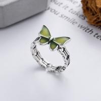 Sterling Silver Finger Ring, 925 Sterling Silver, Butterfly, Antique finish, fashion jewelry & for woman & epoxy gel, 10mm [
