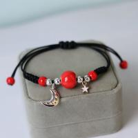 Porcelain Bracelets, with Wax Cord & Zinc Alloy, handmade, Length Adjustable & fashion jewelry & Unisex Approx 13-23 cm [