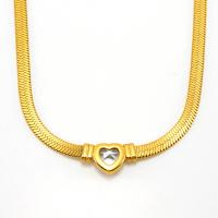Cubic Zirconia Stainless Steel Necklace, 304 Stainless Steel, with 1.97inch extender chain, Heart, 18K gold plated, fashion jewelry & micro pave cubic zirconia & for woman, golden Approx 17.72 Inch [