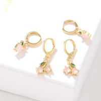 Cubic Zircon Brass Earring & micro pave cubic zirconia & for woman 