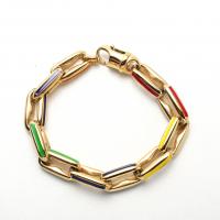 Stainless Steel Chain Bracelets, 304 Stainless Steel, fashion jewelry & for man & enamel 10mm Approx 7.68 Inch [