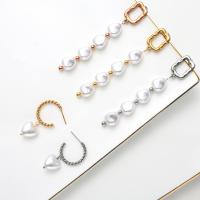 Stainless Steel Drop Earring, 304 Stainless Steel, with Plastic Pearl, fashion jewelry & for woman [