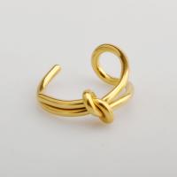 Titanium Steel Cuff Finger Ring, 18K gold plated, fashion jewelry & for woman, golden [