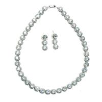 Cubic Zirconia Zinc Alloy Jewelry Sets, earring & necklace, platinum color plated, micro pave cubic zirconia & for woman cm 