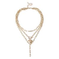 Fashion Multi Layer Necklace, Zinc Alloy, with Aluminum, with 7cm extender chain, Heart, plated, three layers & fashion jewelry & for woman 3.6cm,6cm cm, 42 cm, 49 cm 