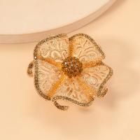 Rhinestone Zinc Alloy Finger Ring, Flower, gold color plated, fashion jewelry & for woman & with rhinestone 53mm, Inner Approx 1.75mm 