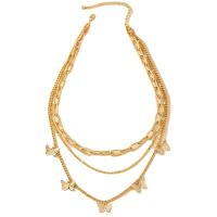 Fashion Multi Layer Necklace, Zinc Alloy, with 7CM extender chain, Butterfly, gold color plated, fashion jewelry & multilayer & for woman Approx 44 cm 