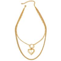 Fashion Multi Layer Necklace, Zinc Alloy, with 7CM extender chain, Heart, gold color plated, Double Layer & fashion jewelry & for woman Approx 44 cm [