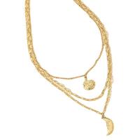 Fashion Multi Layer Necklace, Zinc Alloy, with 7CM extender chain, Moon, gold color plated, three layers & fashion jewelry & for woman Approx 45 cm 