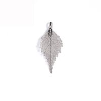 Brass Leaf Pendants, with Real Leaf, plated, DIY & for woman [