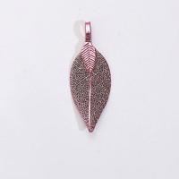 Brass Leaf Pendants, plated, DIY & for woman [