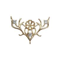 Cubic Zirconia Micro Pave Brass Pendant, Antlers, KC gold color plated, DIY & micro pave cubic zirconia [
