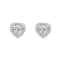 Cubic Zirconia Micro Pave Sterling Silver Earring, 925 Sterling Silver, Heart, platinum plated, fashion jewelry & micro pave cubic zirconia & for woman [