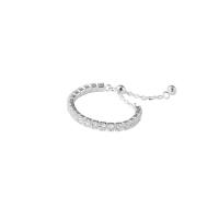 Цирконий Микро вымощает стерлингового серебра палец кольцо, 925 пробы, плакирован серебром, регулируемый & инкрустированное микро кубического циркония & Женский, размер:6.5-10.5, продается PC