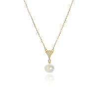 Cubic Zirconia Micro Pave Sterling Silver Necklace, 925 Sterling Silver, with Shell Pearl, with 2inch extender chain, gold color plated, cross chain & micro pave cubic zirconia & for woman 10mm Approx 15.7 Inch [