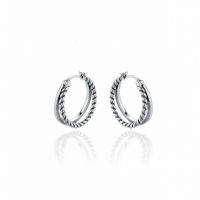 Sterling Silver Hoop Earring, 925 Sterling Silver, antique silver color plated, fashion jewelry & for woman, 20mm, Inner Approx 16.3mm [