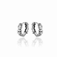 Sterling Silver Huggie Hoop Earring, 925 Sterling Silver, Bear, antique silver color plated, fashion jewelry & for woman, 13.2mm, Inner Approx 10.1mm 