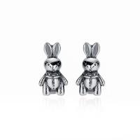 Sterling Silver Drop Earring, 925 Sterling Silver, Rabbit, antique silver color plated, fashion jewelry & for woman [