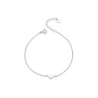 Sterling Silver Bracelets, 925 Sterling Silver, with 1.2inch extender chain, Heart, plated, fashion jewelry & for woman Approx 6.3 Inch 