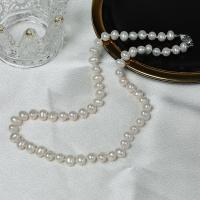 Collier de chaîne en laiton de perles d'eau douce, perle d'eau douce cultivée, avec laiton, bijoux de mode & pour femme, blanc, 6-7mm Environ 48 cm, Vendu par PC[