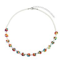 Resin Zinc Alloy Necklace, with Plastic Pearl & Zinc Alloy, handmade, fashion jewelry & for woman, multi-colored cm 