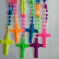 Rosary Necklace, Silicone, Cross, random style & fashion jewelry & Unisex, mixed colors, 7mm Approx 45 cm 