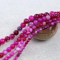 Natürliche Streifen Achat Perlen, rund, DIY & verschiedene Größen vorhanden, rosakarmin, Länge:ca. 38-40 cm, verkauft von Strang[