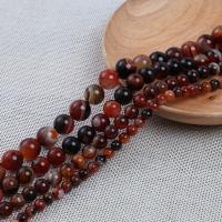 Natürliche Streifen Achat Perlen, rund, DIY & verschiedene Größen vorhanden, Kaffeefarbe, Länge:ca. 38-40 cm, verkauft von Strang[