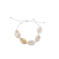 Eau douce coque Bracelet à, coquille, avec corde de cire, avec 10cm chaînes de rallonge, Réglable & bijoux de mode & pour femme, blanc Environ 18 cm, Vendu par PC[