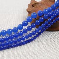 Blauer Chalcedony Perle, blauer Chalzedon, rund, DIY & verschiedene Größen vorhanden, blau, Länge:ca. 38-40 cm, verkauft von Strang[