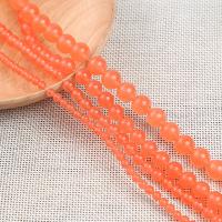 Single Gemstone Beads, Chalcedony, Round, DIY orange Approx 38-40 cm 