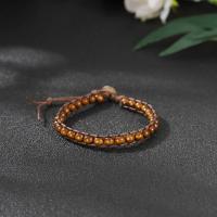Wood Bracelets, with Coco & Wax Cord, Round, Adjustable & fashion jewelry & Unisex, coffee color Approx 15.5 cm [