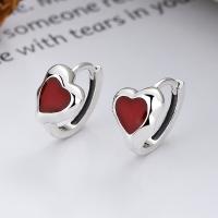 925 Sterling Silver Lever Back Earring, Heart, Antique finish, fashion jewelry & for woman & epoxy gel [