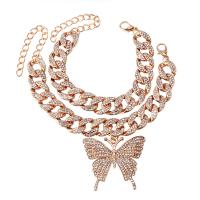 Zinc Alloy Rhinestone Bracelets, with 5cm extender chain, Butterfly, plated, 2 pieces & fashion jewelry & for woman & with rhinestone cm [
