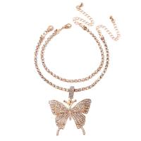 Zinc Alloy Rhinestone Bracelets, Brass, with 5cm extender chain, Butterfly, plated, 2 pieces & fashion jewelry & for woman & with rhinestone cm [