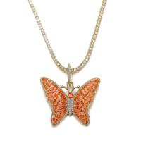 Cubic Zirconia (CZ) Zinc Alloy Pendants, Butterfly, gold color plated, fashion jewelry & micro pave cubic zirconia 