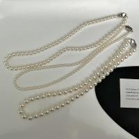 Plastic Pearl Necklace, with Brass, fashion jewelry & for woman, white Approx 45 cm 