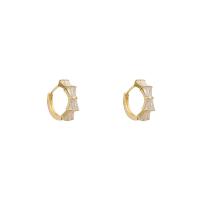 Cubic Zircon Brass Earring, gold color plated, fashion jewelry & for woman & with cubic zirconia, golden 