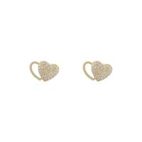 Cubic Zirconia Micro Pave Brass Earring, Heart, real gold plated, fashion jewelry & micro pave cubic zirconia & for woman, Crystal Gold [