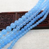 Blauer Chalcedony Perle, Chalzedon, rund, DIY & verschiedene Größen vorhanden, seeblau, Länge:ca. 38-40 cm, verkauft von Strang