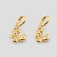 925 Sterling Silver Lever Back Earring, Swan, gold color plated, fashion jewelry & for woman 
