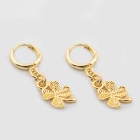 925 Sterling Silver Lever Back Earring, Four Leaf Clover, gold color plated, fashion jewelry & for woman 