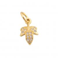 Cubic Zirconia Micro Pave Sterling Silver Pendant, 925 Sterling Silver, Leaf, DIY & micro pave cubic zirconia 