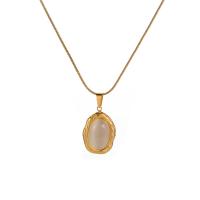 Cats Eye Necklace, 304 Stainless Steel, with Cats Eye, with 1.97inch extender chain, plated, fashion jewelry & for woman, golden Approx 16.14 Inch 