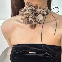Fashion Choker Necklace, Cloth, with Wax Cord, Flower, fashion jewelry 