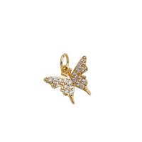 Cubic Zirconia Micro Pave Brass Pendant, Butterfly, high quality plated, DIY & micro pave cubic zirconia, gold 