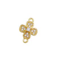 Cubic Zirconia Micro Pave Brass Connector, Four Leaf Clover, high quality plated, DIY & micro pave cubic zirconia, gold Approx 1.3mm 