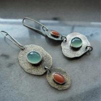 Cats Eye Earring, Zinc Alloy, with Cats Eye, plated, fashion jewelry & for woman, multi-colored 